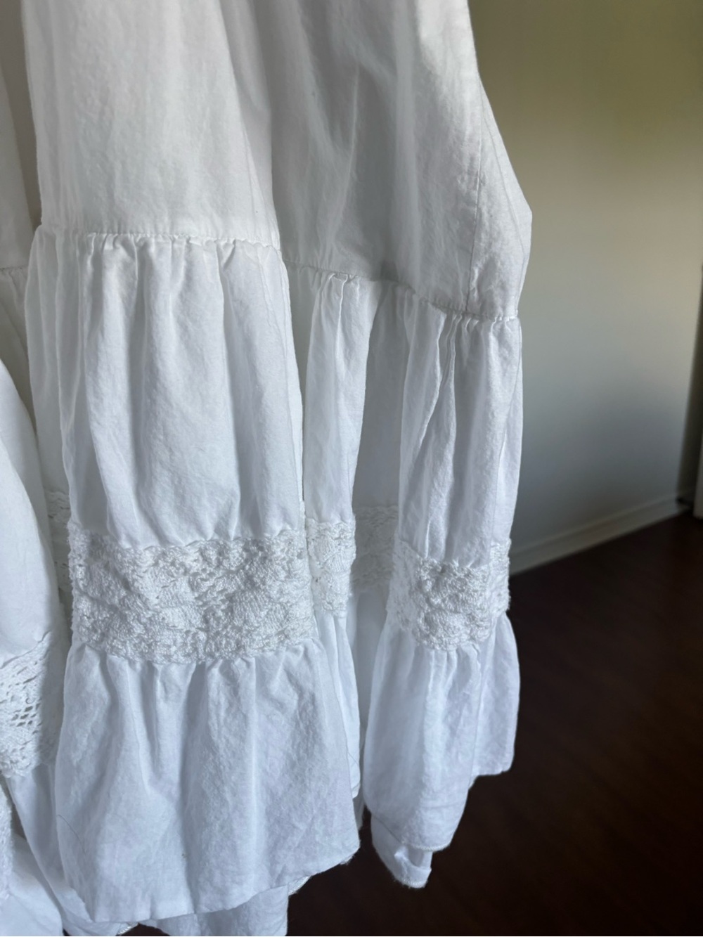 April Cornell White Crochet Yoke Button-Front Sleeveless nightgown maxi - Picture 2 of 3